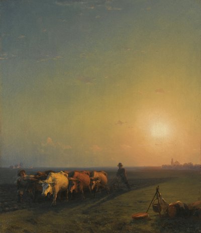 Ploughing the fields, Crimea, 1865 by Ivan Konstantinovich Aivazovsky