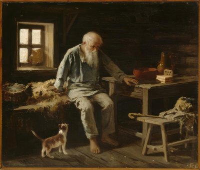 Old Man with His Cat by Iwan Andrejewitsch Pelewin