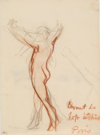 Nude Figure from the Back with Arms Overhead by J.A. Jerichau