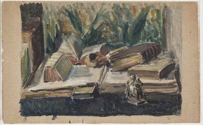 Still Life with Books, Pipe, and Figure by J.A. Jerichau
