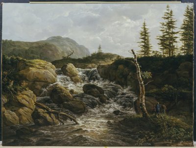 Mountainous Landscape with a Waterfall, Norway by Johan Christian Dahl