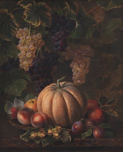 Various Fruits, including Melon and Grapes by J.L. Jensen