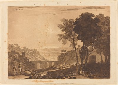 The Bridge and Goats, published 1812 by Joseph Mallord William Turner