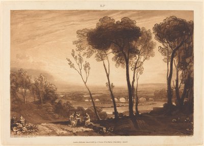 The Bridge in Middle Distance, published 1808 by Joseph Mallord William Turner