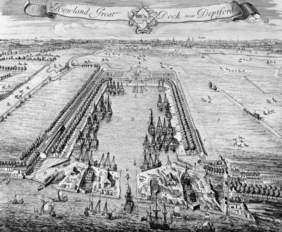 Howland Great Dock, near Deptford, c.1715-20 by J. Badslade