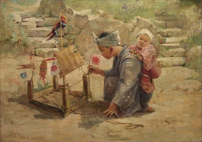 Japanese Boy Building a Man-of-War, 1895 by J. C. Arter.