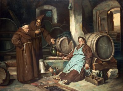 Monks in a Cellar, 1873 by J. Haier
