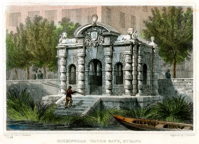Buckingham Water Gate, Strand, Westminster, London, 1830 by J Henshall