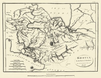 Map of Ancient Boeotia by J. J. Barthélemy