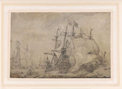 Naval Battle at Terheide, 1653 by J. Plas