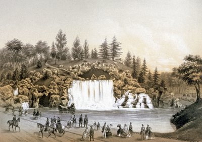 The Bois de Boulogne Waterfall, c.1860 by J. Walter