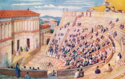 Postcard depicting an Amphitheatre, Roman Empire (print) by J. Williamson