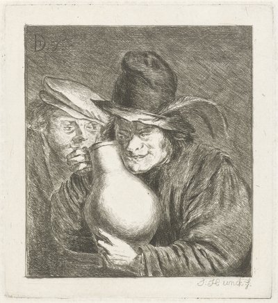 Two Peasants with a Jug by Jabes Heenck