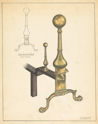 Andiron (one of pair) by Jack Staloff