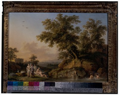 A Pair of Landscapes with Bathing Nymphs by Jacob Philippe Hackert