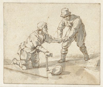 Two Men on the Ice by Jacob  Cats