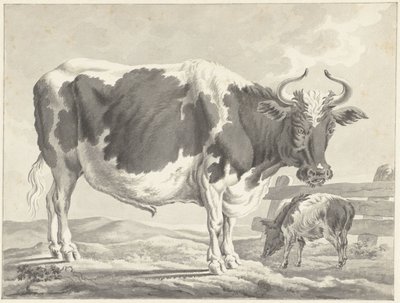 Black-Spotted Bull and a Pig by Jacob Elias van Varelen