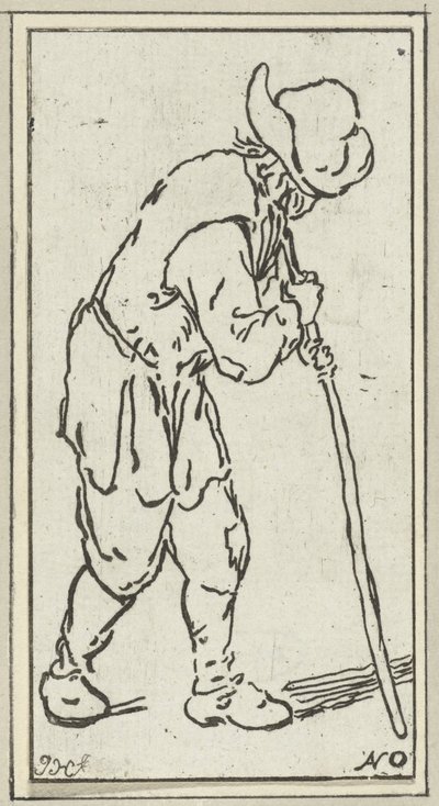 Man Leaning on a Stick by Jacob Hoolaart