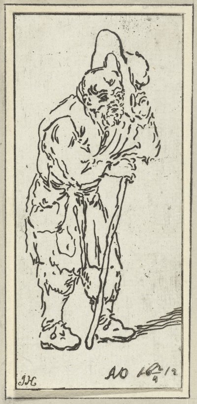 Man with Stick Taking Off His Hat by Jacob Hoolaart
