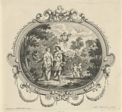 Walking Couple Accompanied by Putti by Jacob Houbraken