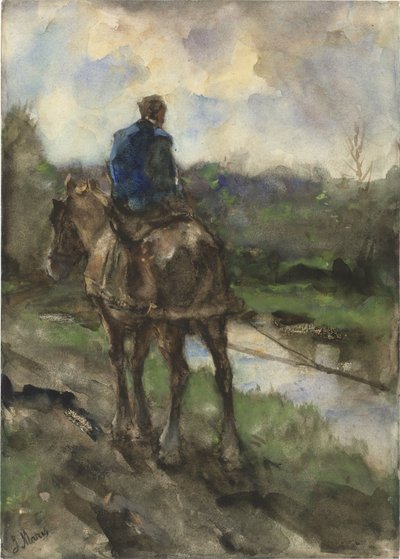 Hunter on Horseback on the Towpath by Jacob Maris