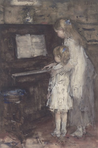 Two Girls at the Piano by Jacob Maris