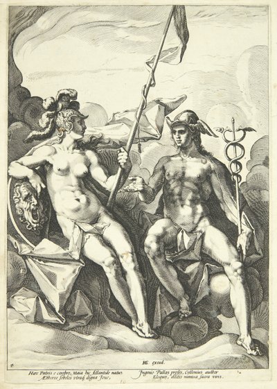 The Alliance between Athena and Mercury (Hermathena) by Jacob Matham