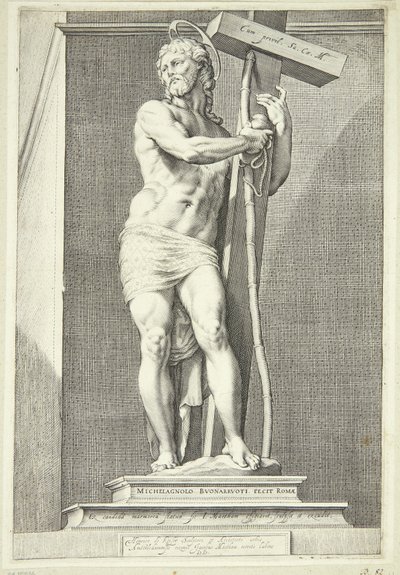 Jesus Standing with the Cross by Jacob Matham