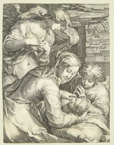 Virgin Mary with Child and Two Angels by Jacob Matham