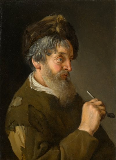 A Bearded Man Holding a Pipe by Jacob Toorenvliet