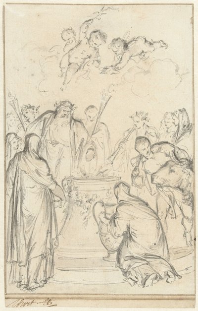 Pagan Priests Offering on an Altar by Jacob de Wit