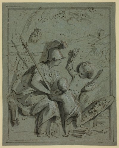Minerva with Two Putti by Jacob de Wit