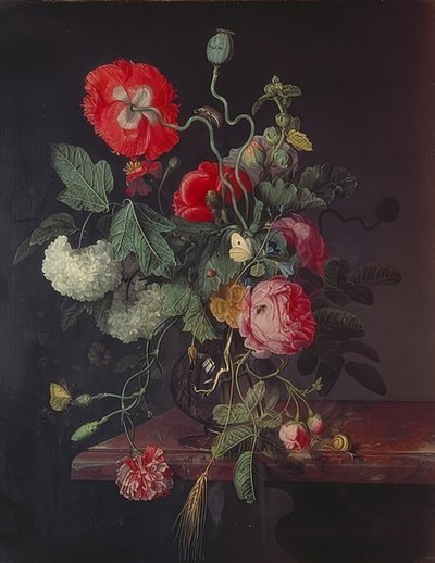 Flowers in a Glass Vase. 1667 by Jacob van Walscapelle