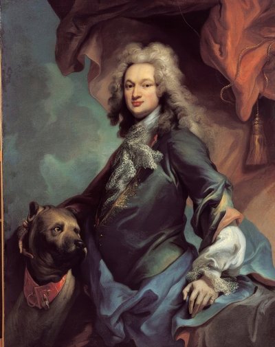 Portrait of a Gentleman with Dog by Jacopo Amigoni