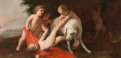 Putti playing with Dog by Jacopo Amigoni
