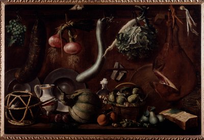 Sideboard with Crockery and Food by Jacopo Chimenti Empoli