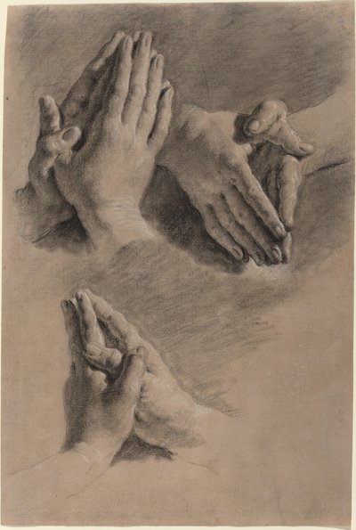 Three Studies of Hands Clasped in Prayer by Jacopo Guarana