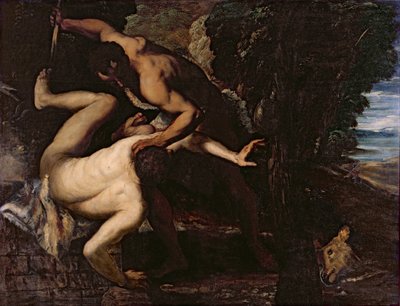 Cain slaying Abel by Jacopo Robusti Tintoretto