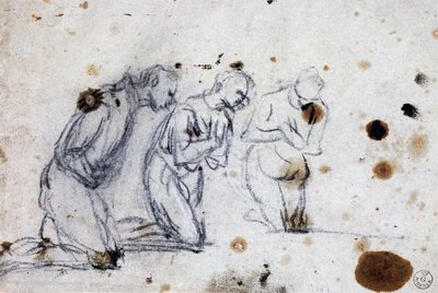 Study for kneeling figures by Jacopo Robusti Tintoretto