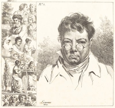 Self-Portrait and Other Heads by Jacques Antoine Marie Lemoine