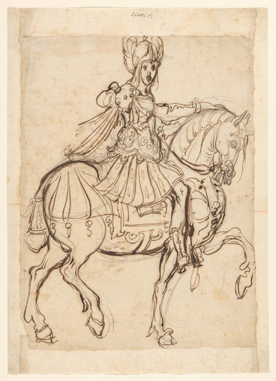 Commander on Horseback, Riding to the Right by Jacques Bellange