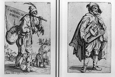 A Beggar and a Hurdy-Gurdy Player by Jacques Callot