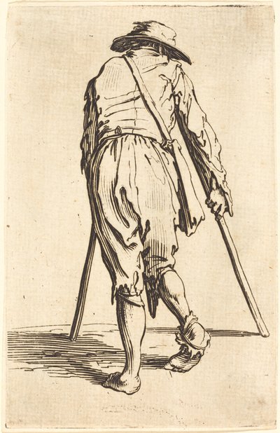 Beggar with Crutches and Hat, Back View by Jacques Callot