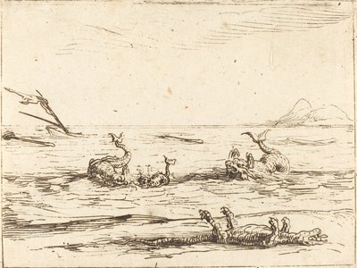 Dolphins and Crocodile by Jacques Callot