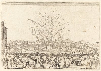 Fireworks on the Arno, Florence by Jacques Callot