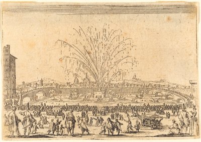 Fireworks on the Arno, Florence by Jacques Callot