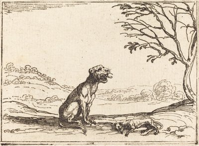 Lioness Mourning her Cub by Jacques Callot