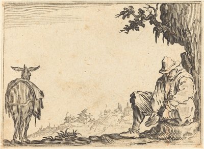 Peasant Removing His Shoe by Jacques Callot