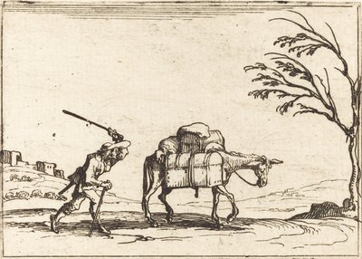 Peasant Whipping His Donkey by Jacques Callot