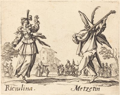 Riciulina and Metzetin by Jacques Callot